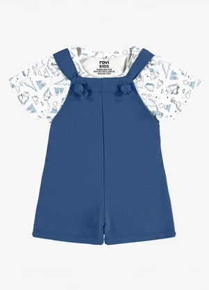 Rovi Kids - Conjunto Camiseta e Jardineira Infantil Branco - ROVI KIDS