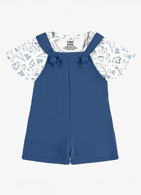 Rovi Kids - Conjunto Camiseta e Jardineira Infantil Branco