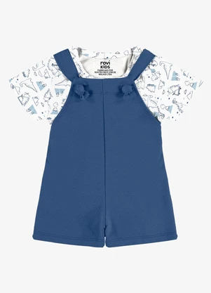 Rovi Kids - Conjunto Camiseta e Jardineira Infantil Branco - ROVI KIDS
