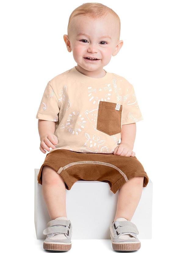 Quimby - Conjunto Camiseta e Short para Bebê Bege