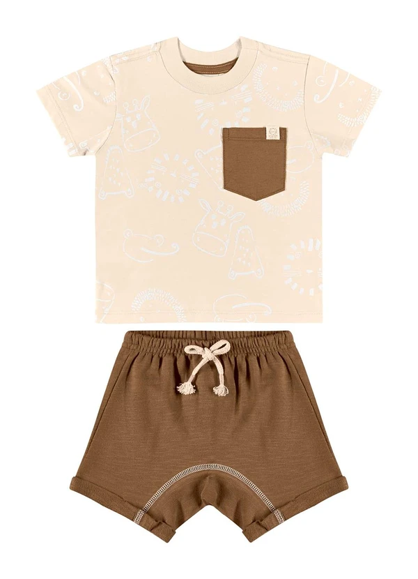 Quimby - Conjunto Camiseta e Short para Bebê Bege 2