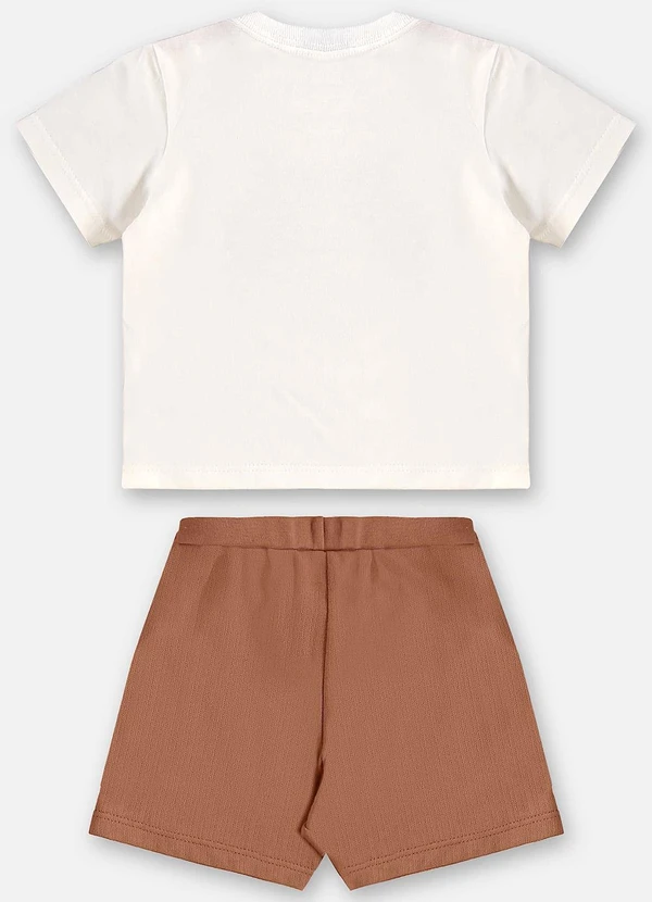 Up Baby - Conjunto Camiseta Leão e Bermuda Bebê Bege 5