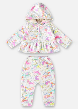 Up Baby - Conjunto Casaco e Calça Bebê Menina Branco - UP BABY