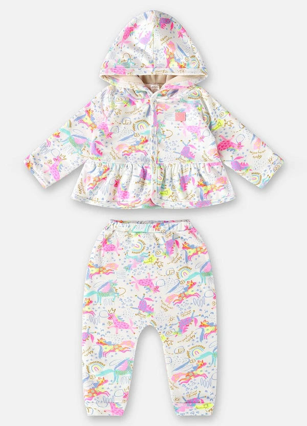 Up Baby - Conjunto Casaco e Calça Bebê Menina Branco 2