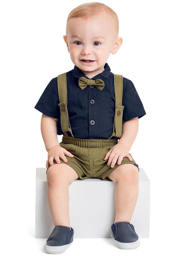 Quimby - Conjunto com Body e Bermuda para Bebê Azul