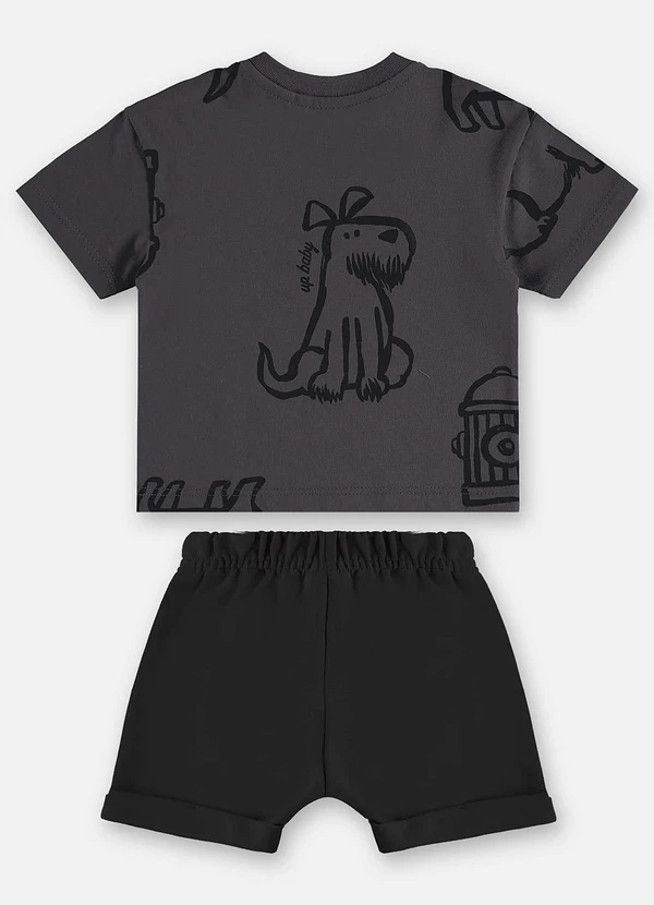 Up Baby - Conjunto com Camiseta e Bermuda Bebê Cinza 5