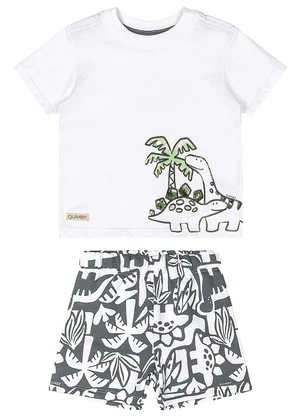 Quimby - Conjunto Dinos Bebê Menino Branco - QUIMBY