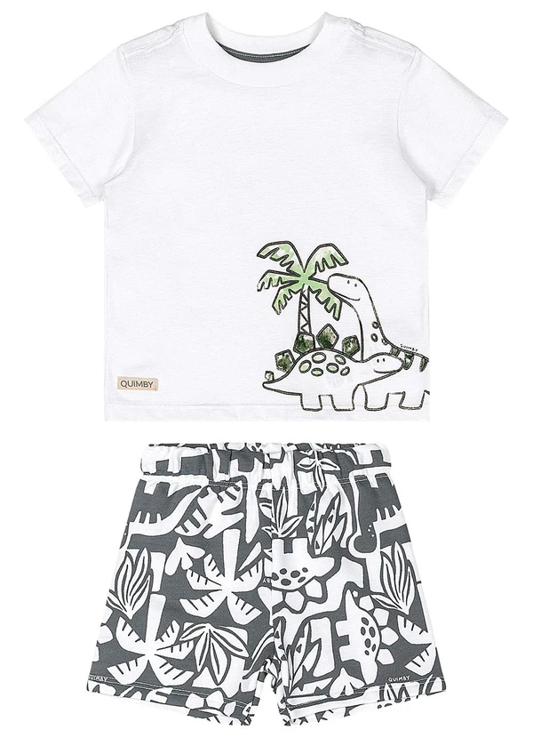 Quimby - Conjunto Dinos Bebê Menino Branco