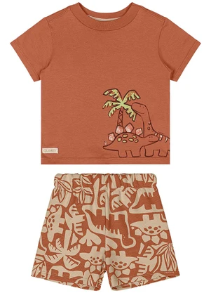 Quimby - Conjunto Dinos Bebê Menino Marrom - QUIMBY