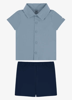 Rovi Kids - Conjunto Infantil Camiseta com Bermuda Azul - ROVI KIDS