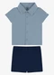 Rovi Kids - Conjunto Infantil Camiseta com Bermuda Azul - variação: Azul