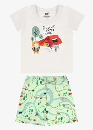 Rovi Kids - Conjunto Infantil Camiseta com Bermuda Bege - ROVI KIDS