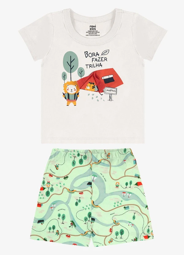 Rovi Kids - Conjunto Infantil Camiseta com Bermuda Bege