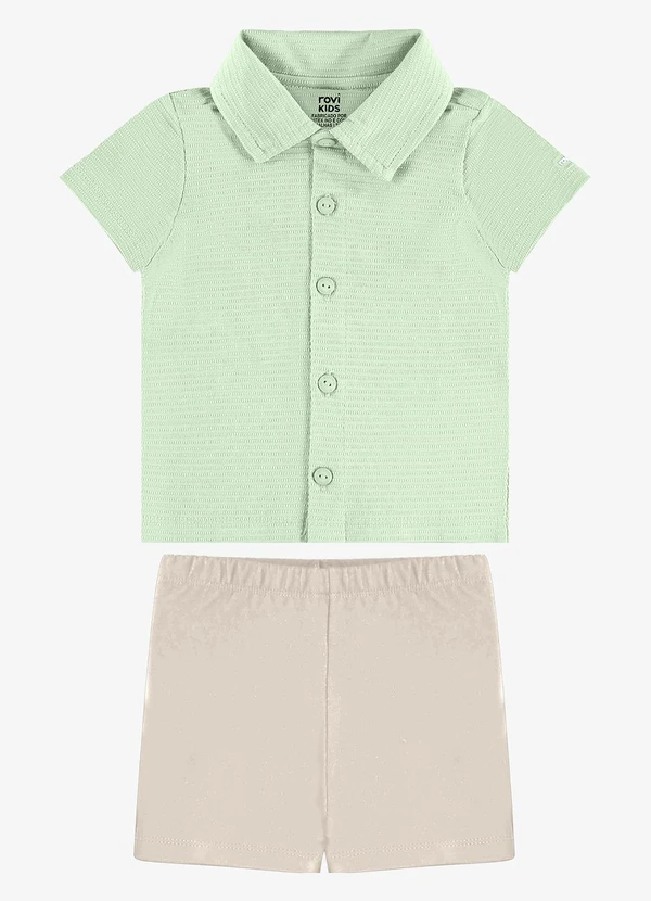 Rovi Kids - Conjunto Infantil Camiseta com Bermuda Verde
