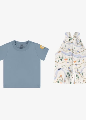Rovi Kids - Conjunto Infantil Camiseta e Jardineira Azul - ROVI KIDS