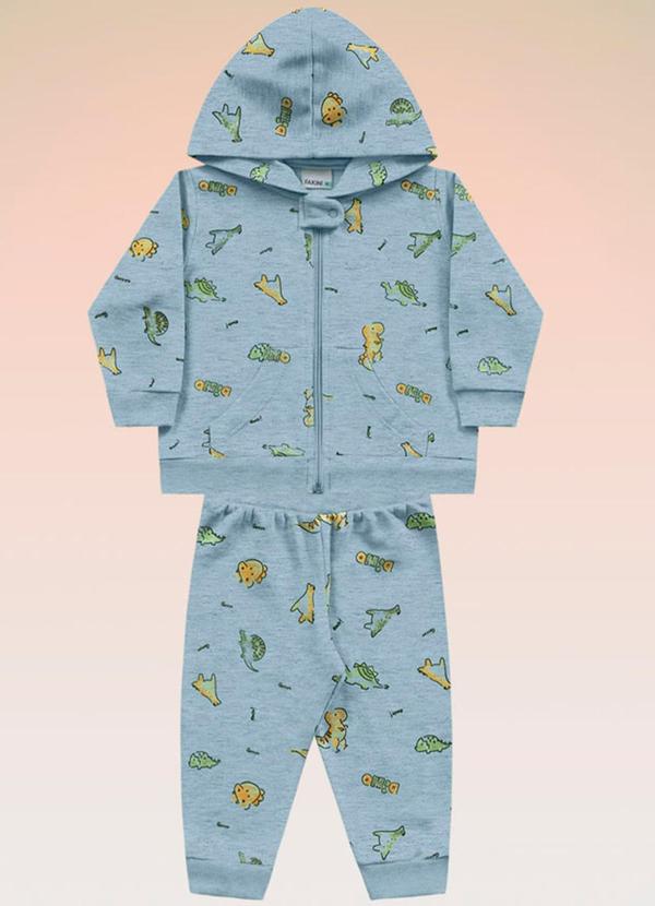 Fakini Kids - Conjunto Jaqueta com Capuz e Calça Bebê Azul