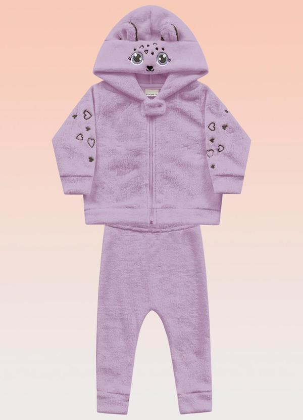 Fakini Kids - Conjunto Jaqueta com Capuz e Calça Bebê Rosa