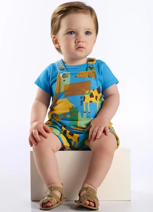 Up Baby - Conjunto Jardineira e Body Bebê Azul - UP BABY
