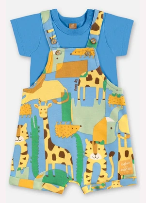 Up Baby - Conjunto Jardineira e Body Bebê Azul - UP BABY
