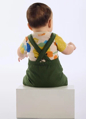 Up Baby - Conjunto Jardineira e Body Bebê Bege - UP BABY