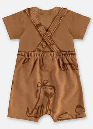 Up Baby - Conjunto Jardineira e Body Bebê Marrom - UP BABY