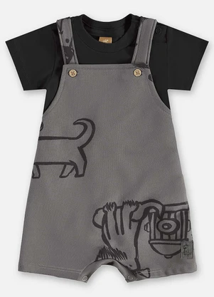 Up Baby - Conjunto Jardineira e Body Bebê Preto - UP BABY