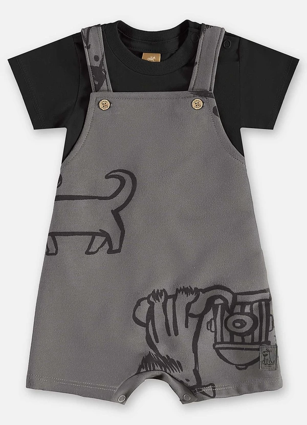 Up Baby - Conjunto Jardineira e Body Bebê Preto 2