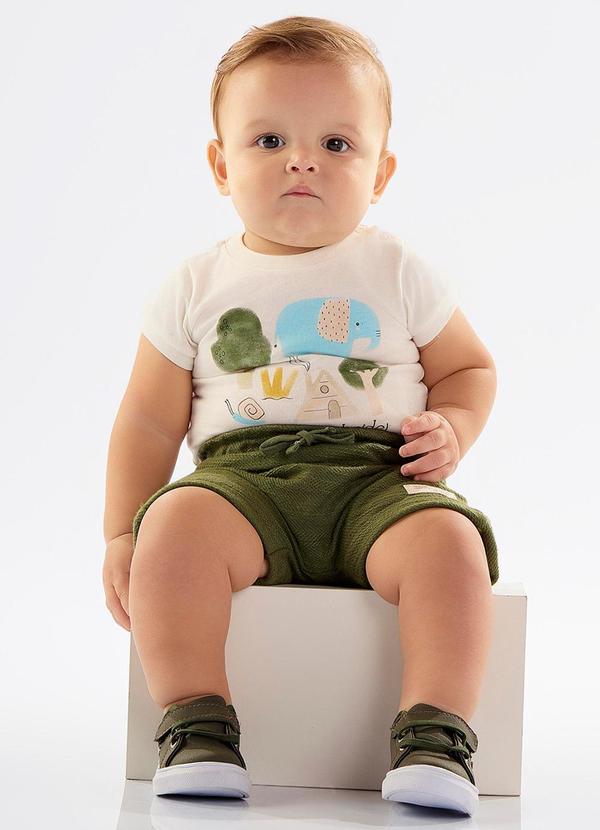 Up Baby - Conjunto para Bebê Body e Bermuda Bege