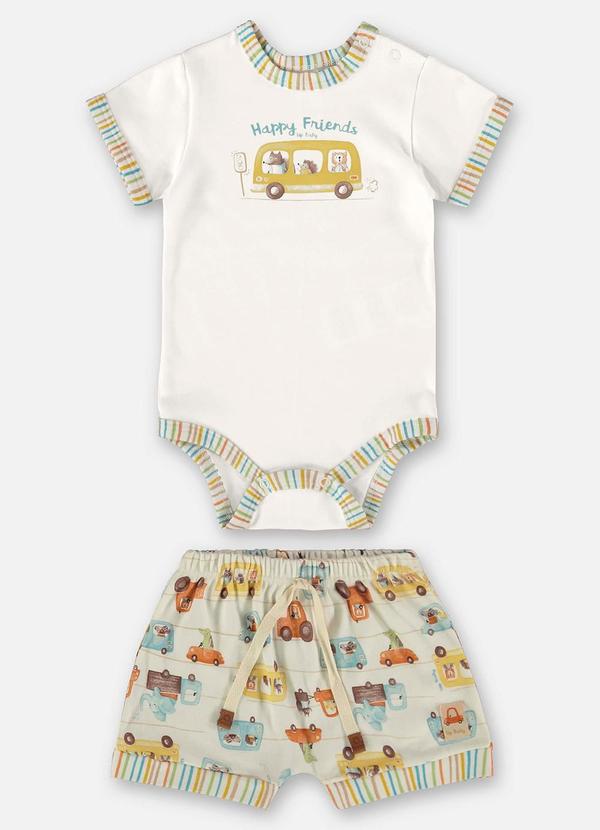 Up Baby - Conjunto para Bebê Menino em Suedine Bege