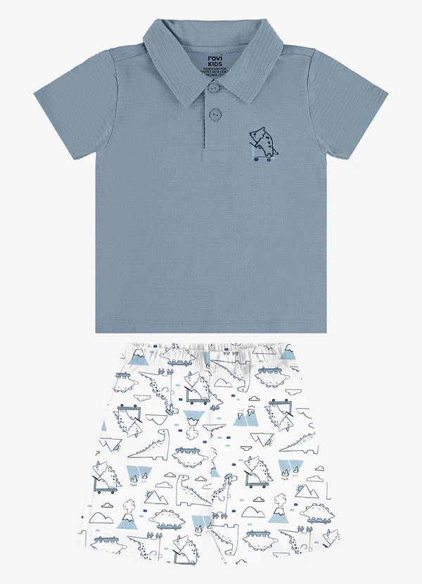 Rovi Kids - Conjunto Polo com Bermuda Infantil Azul