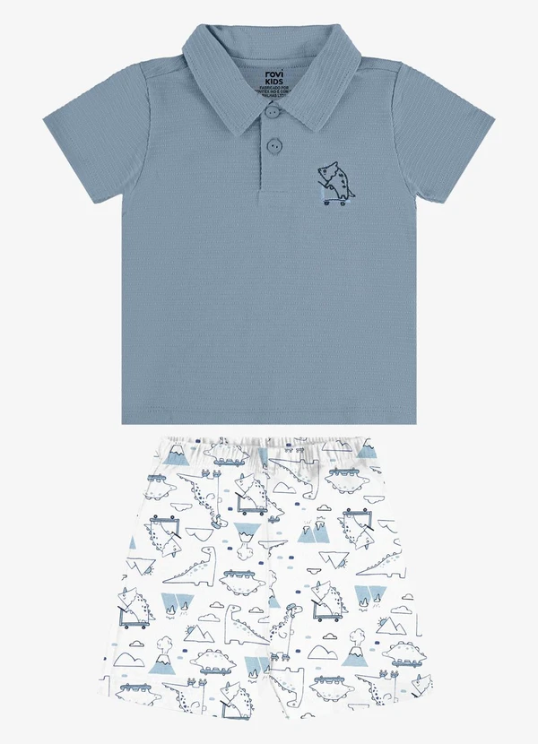 Rovi Kids - Conjunto Polo com Bermuda Infantil Azul