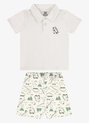 Rovi Kids - Conjunto Polo com Bermuda Infantil Bege - ROVI KIDS