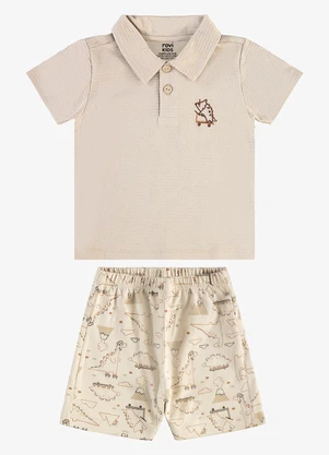 Rovi Kids - Conjunto Polo com Bermuda Infantil Bege - ROVI KIDS