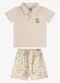 Rovi Kids - Conjunto Polo com Bermuda Infantil Azul - variação: Bege