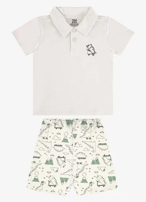 Rovi Kids - Conjunto Polo com Bermuda Infantil Bege - ROVI KIDS