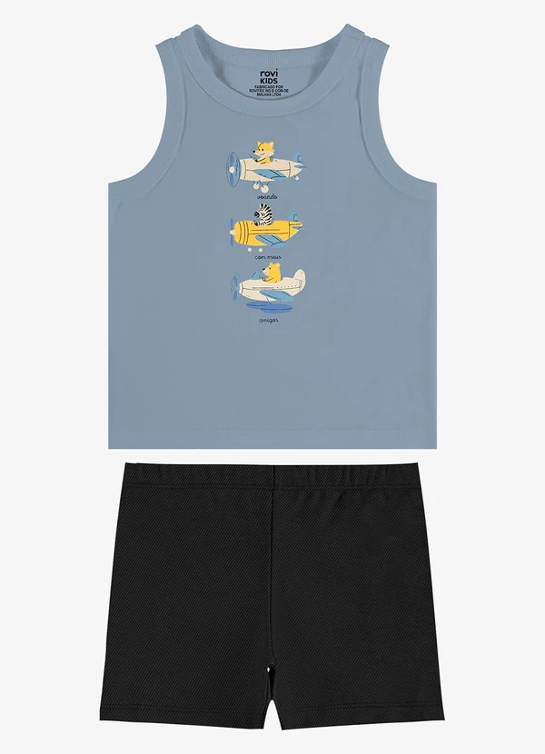 Rovi Kids - Conjunto Regata com Bermuda Infantil Azul
