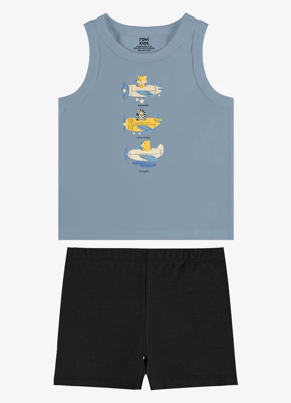 Rovi Kids - Conjunto Regata com Bermuda Infantil Azul