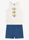 Rovi Kids - Conjunto Regata com Bermuda Infantil Azul - variação: Bege
