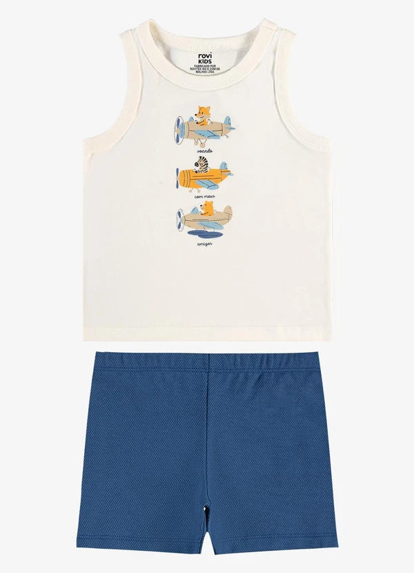 Rovi Kids - Conjunto Regata com Bermuda Infantil Bege