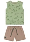 Quimby - Conjunto Regata e Bermuda Bebê Bege - variação: Verde