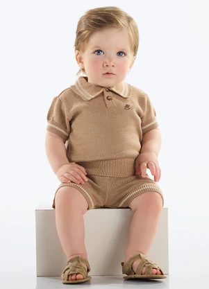 Up Baby - Conjunto Tricot Bebê Menino Marrom - UP BABY