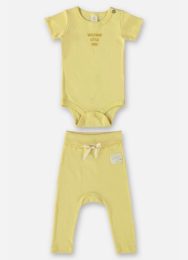 Up Baby - Conjunto Unissex Body e Calça Amarelo