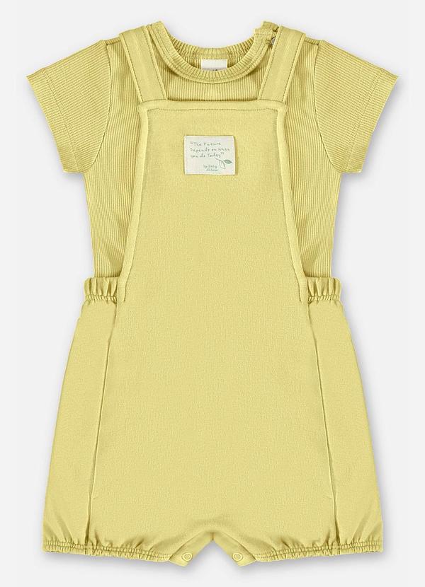 Up Baby - Conjunto Unissex Body e Jardineira Amarelo