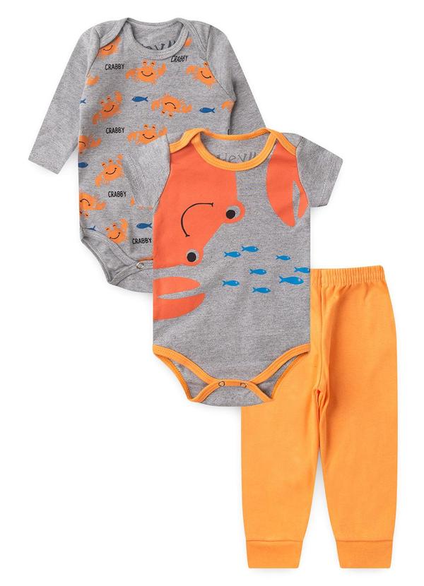Atelie da Crianca - Kit Body Bebê 3 Peças Crabby Laranja