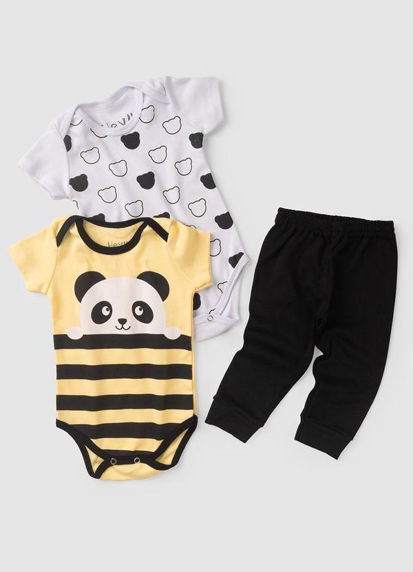 Atelie da Crianca - Kit Body Bebê 3 Peças Panda Amarelo 2