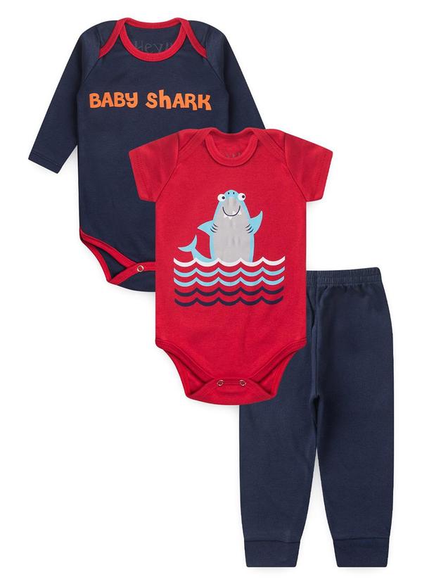 Atelie da Crianca - Kit Body Bebê 3 Peças Shark Vermelho