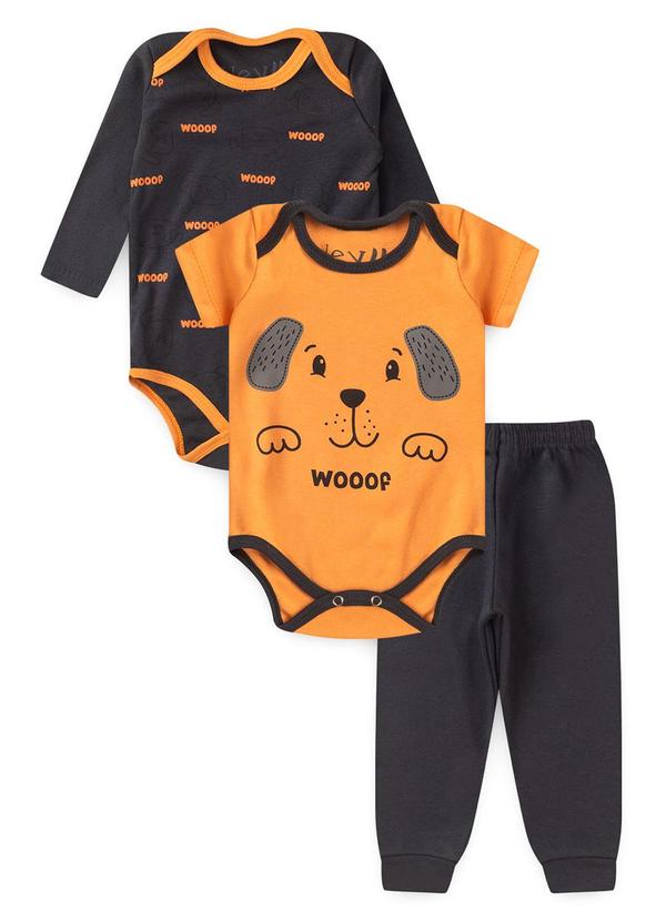 Atelie da Crianca - Kit Body Bebê 3 Peças Woof Laranja 1