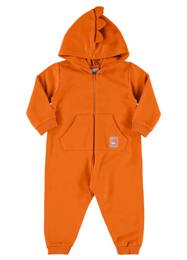 Quimby - Macacão Bebê Básico em Moletom Laranja