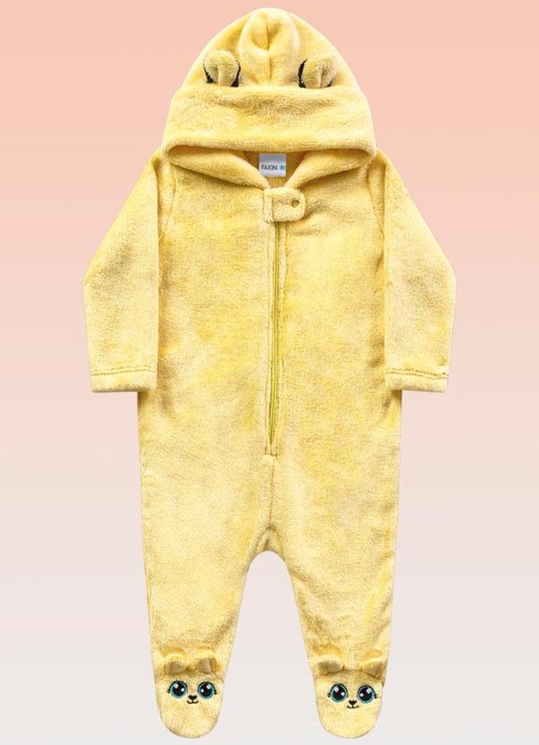 Fakini Kids - Macacão com Capuz Bebê Amarelo