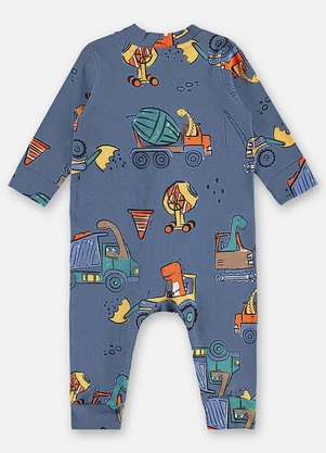 Up Baby - Macacão Suedine Bebê Menino Azul - UP BABY